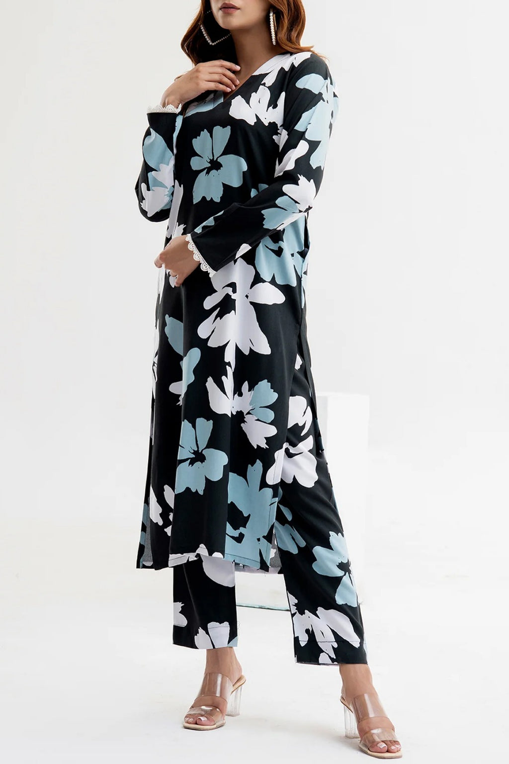 Plane black with flowers